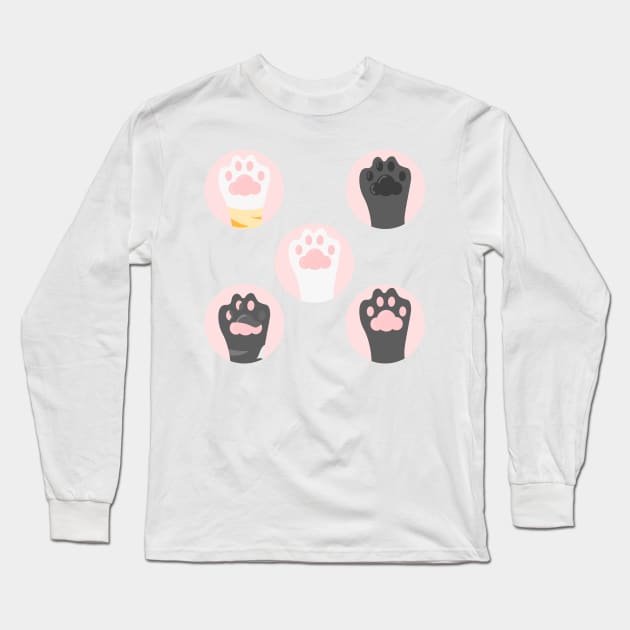 Colorful cute cat paws pattern Long Sleeve T-Shirt by Aoxydesign